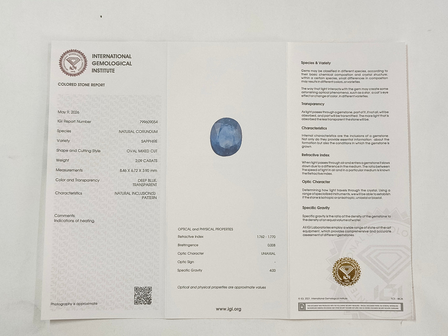 2.09 Natural Corundum Sapphire Oval Mixed Cut Gemstone