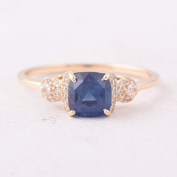 1.68 Ct Cushion Sapphire 9K Gold Ring