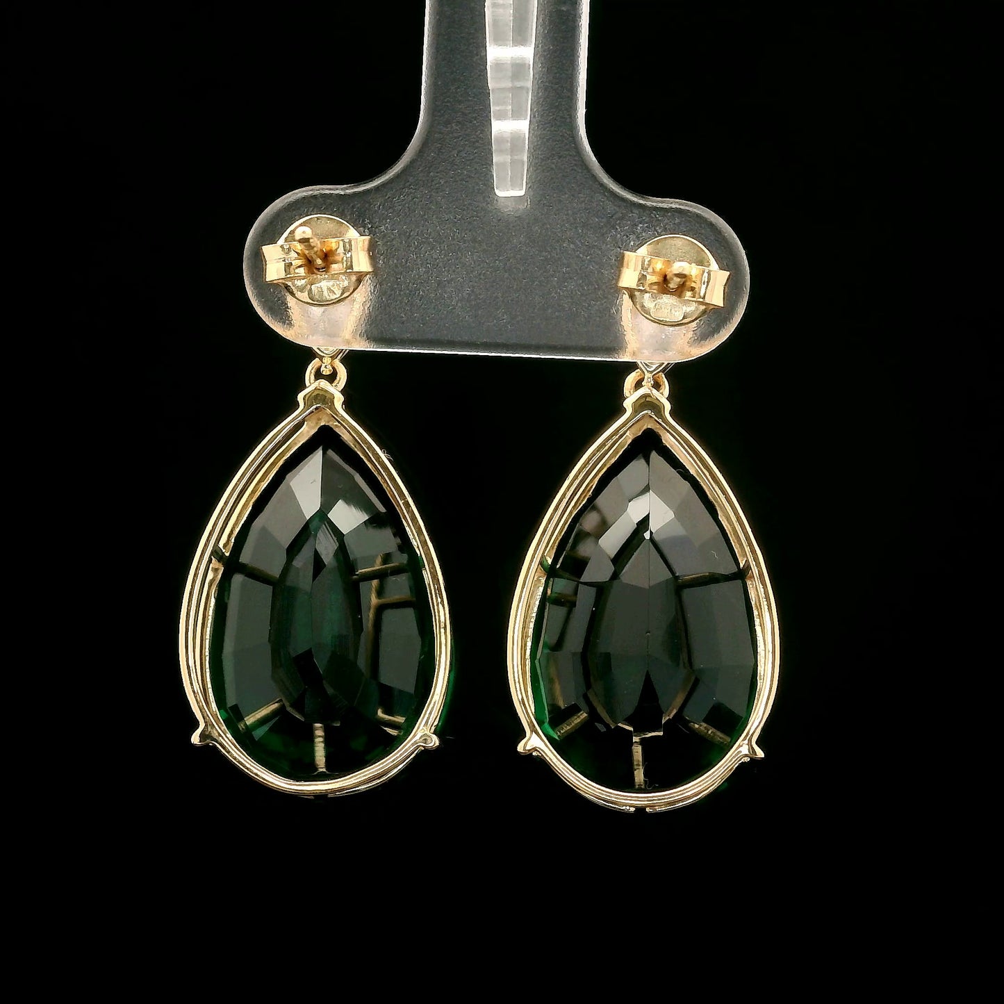 23.16 Ct Pear Mixed Cut Lab Grown Emerald 14K Gold Earrings