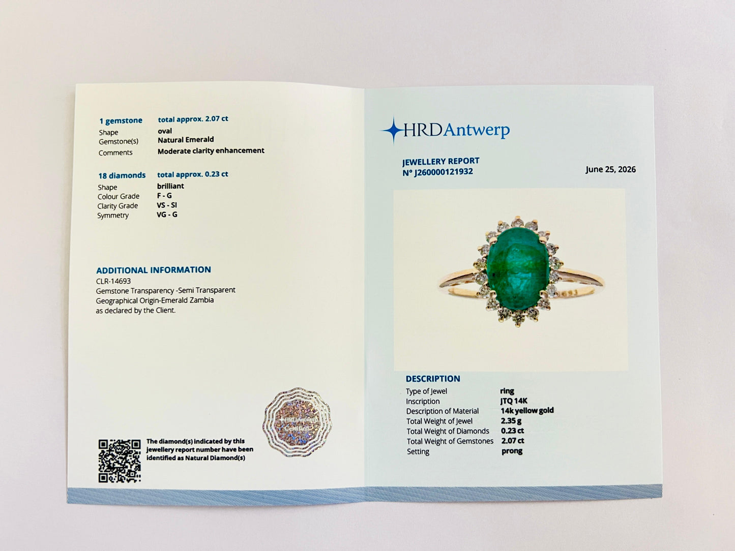2.30 Ct Oval Natural Emerald 14K Gold Ring