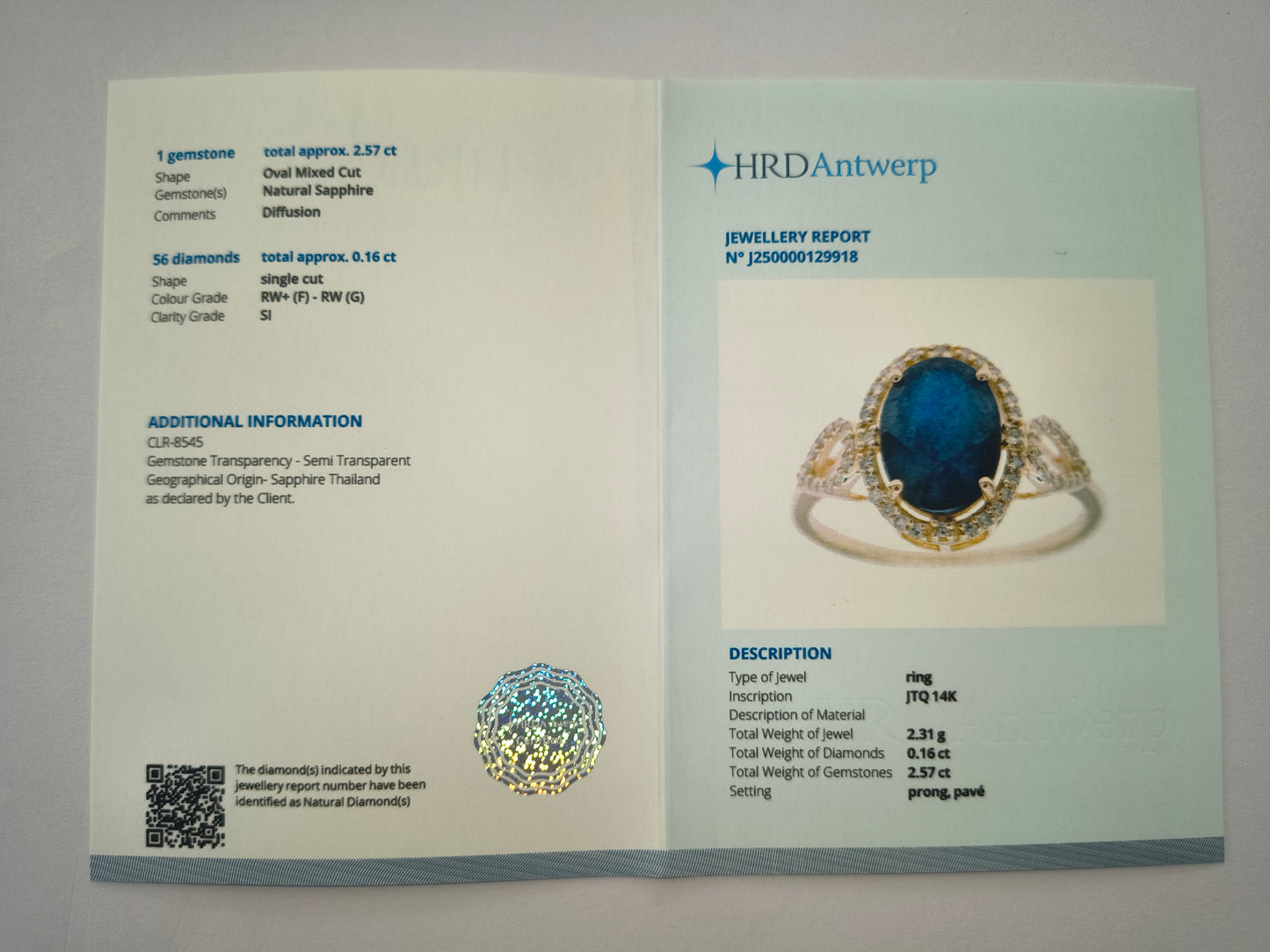 2.73 Ct Oval Natural Sapphire 14K Gold Ring
