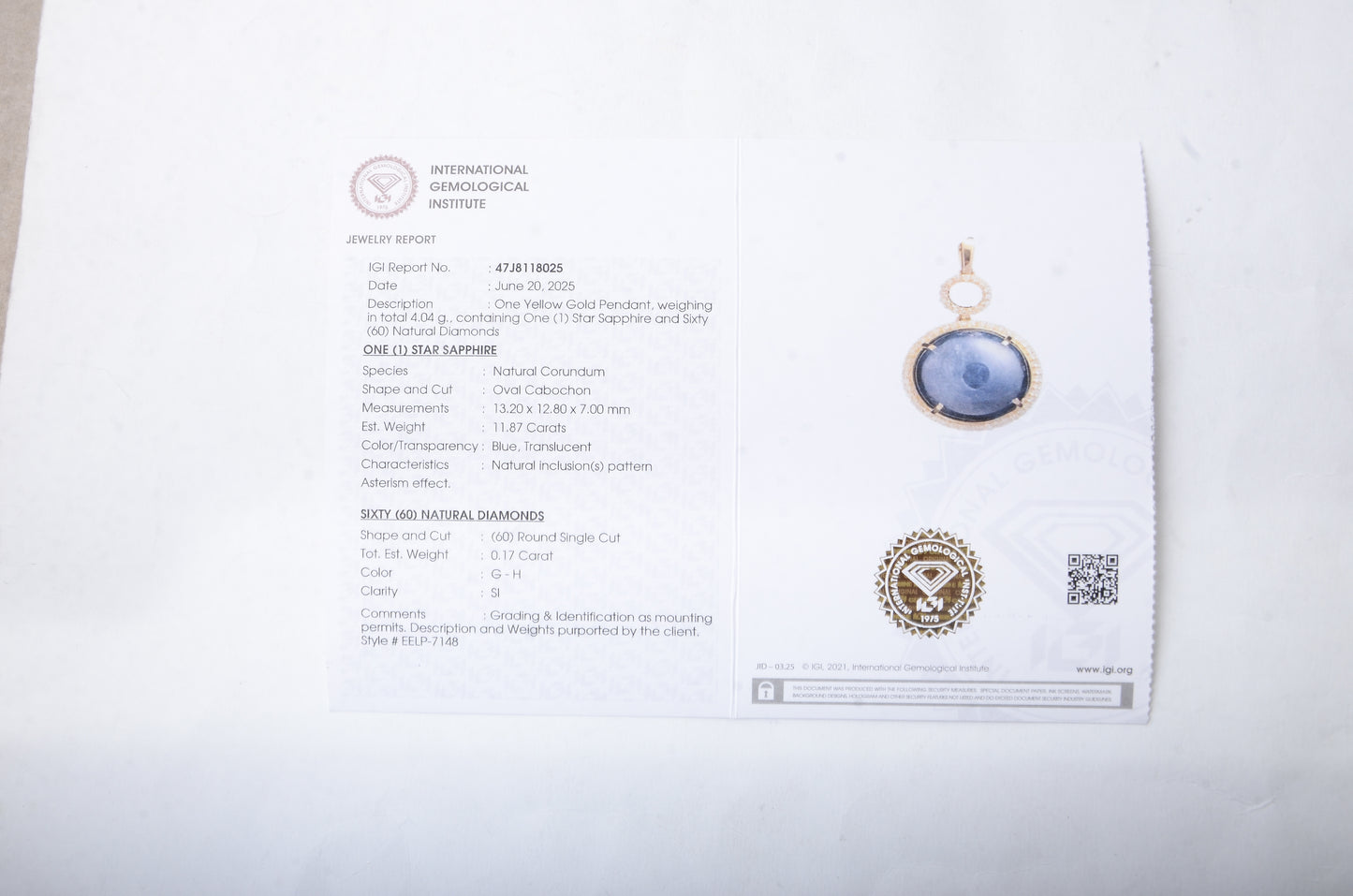 12.04 Ct Round Cabochon Natural Corundum Sapphire 14K Gold Pendant