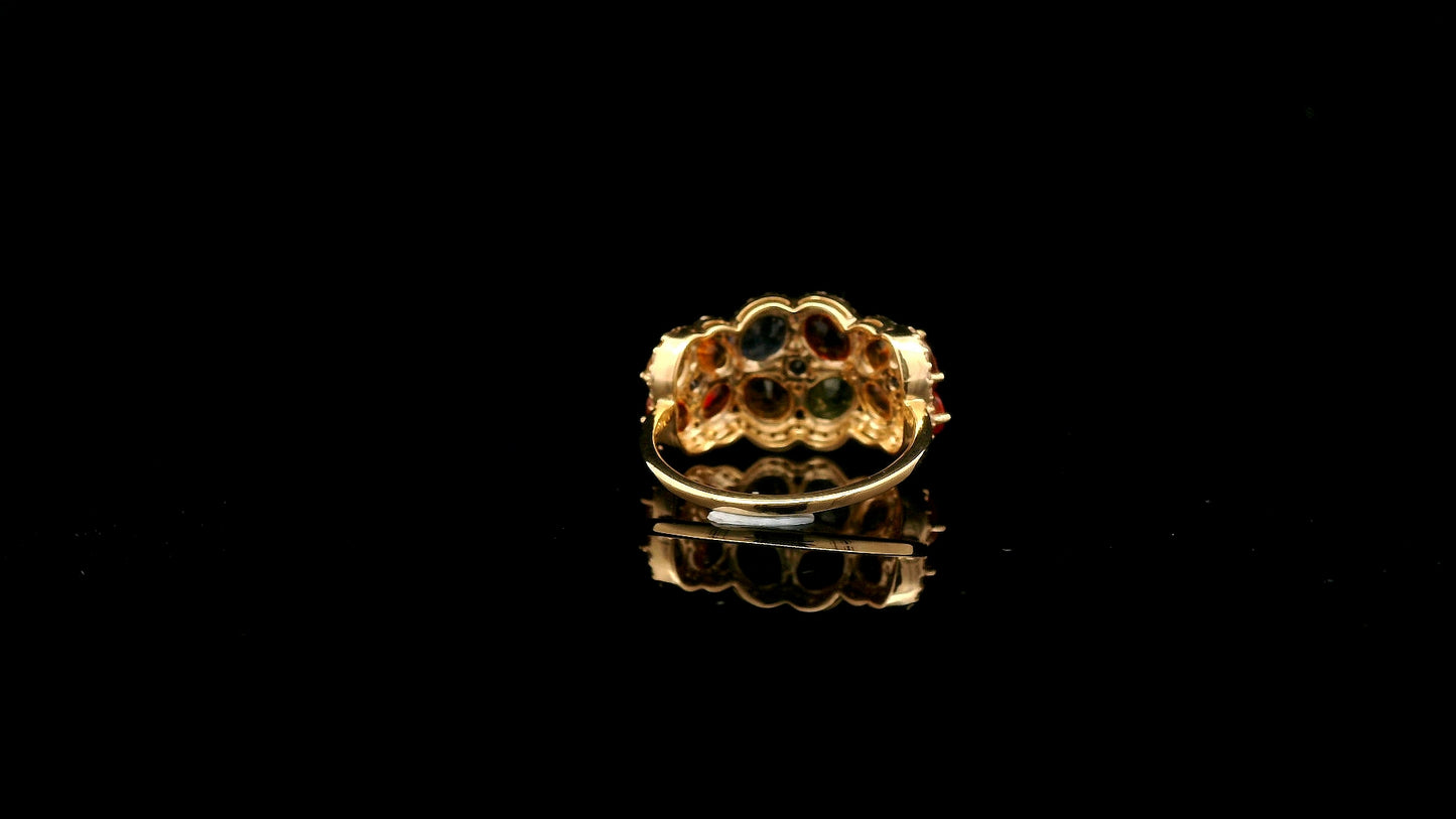 3.99 Ct Oval Multi Sapphire 14K Gold Ring