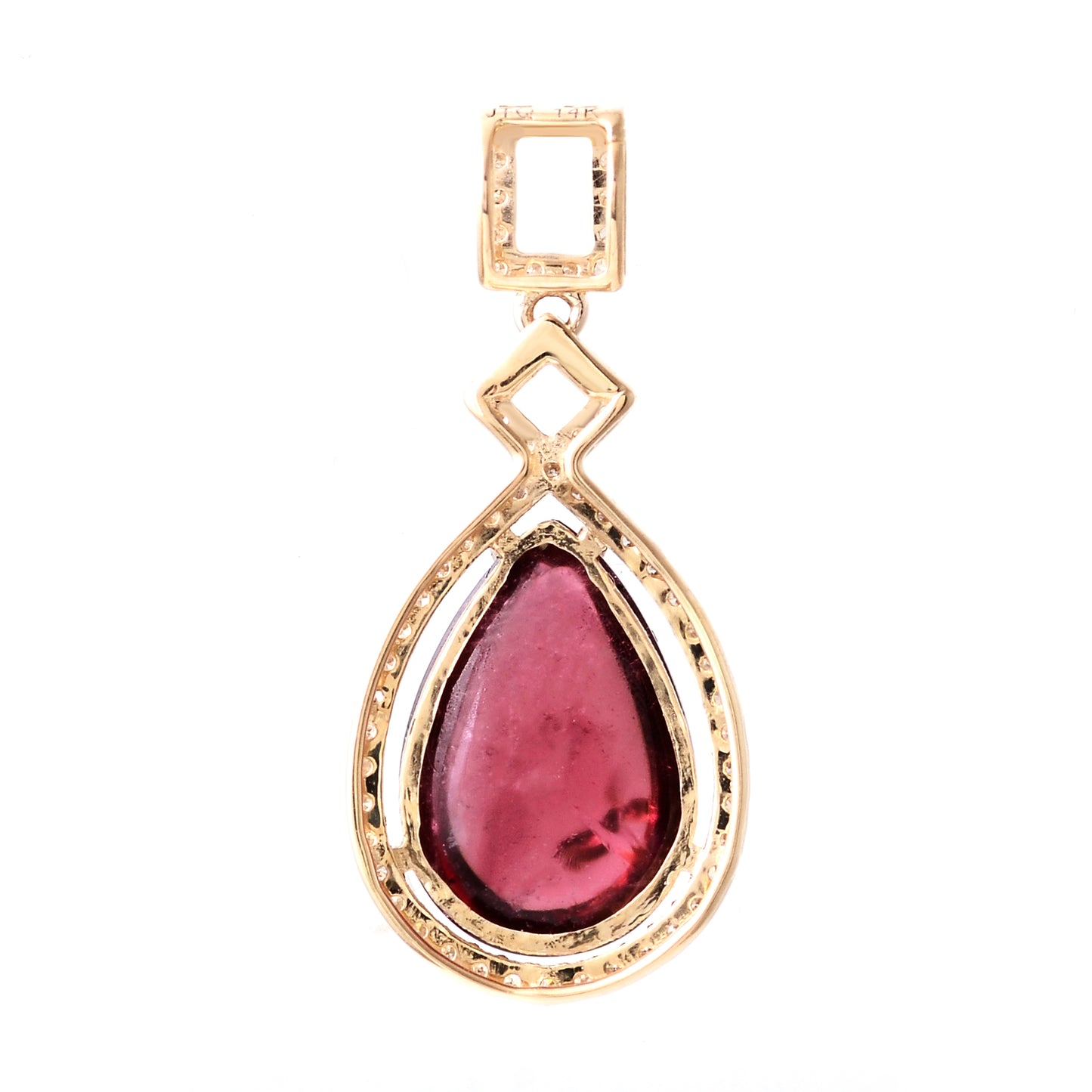 4.58 Ct Pear Cabochon Natural Tourmaline 14K Gold Pendant