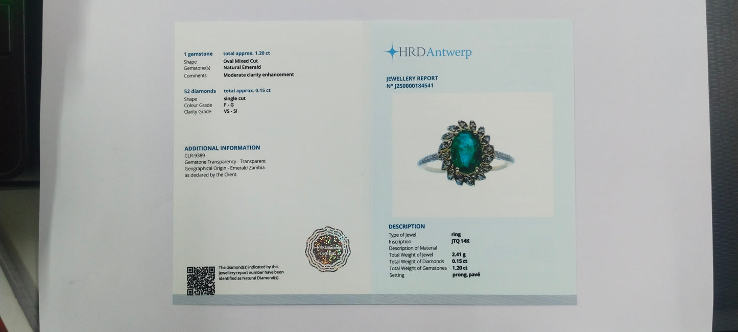 1.35 Ct Oval Mixed Cut Natural Emerald 14K Gold Ring