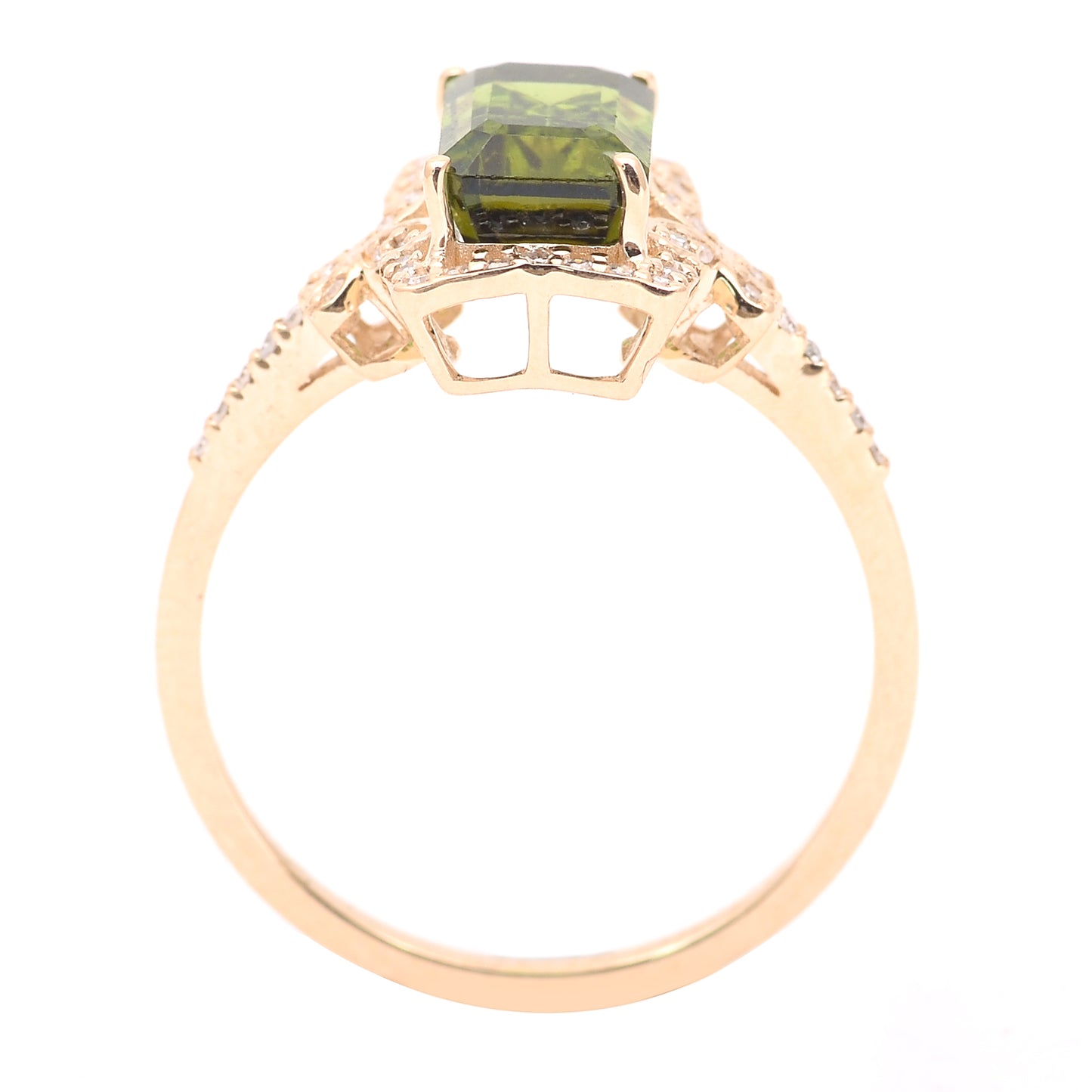 2.18 Ct Octagon Step Cut Natural Tourmaline 14K Gold Ring