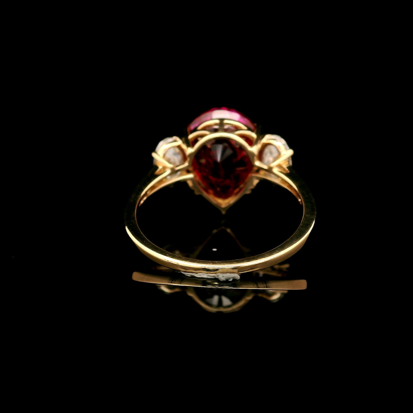 6.14 Ct Pear Mixed Cut Lab Grown Ruby 14K Gold Ring