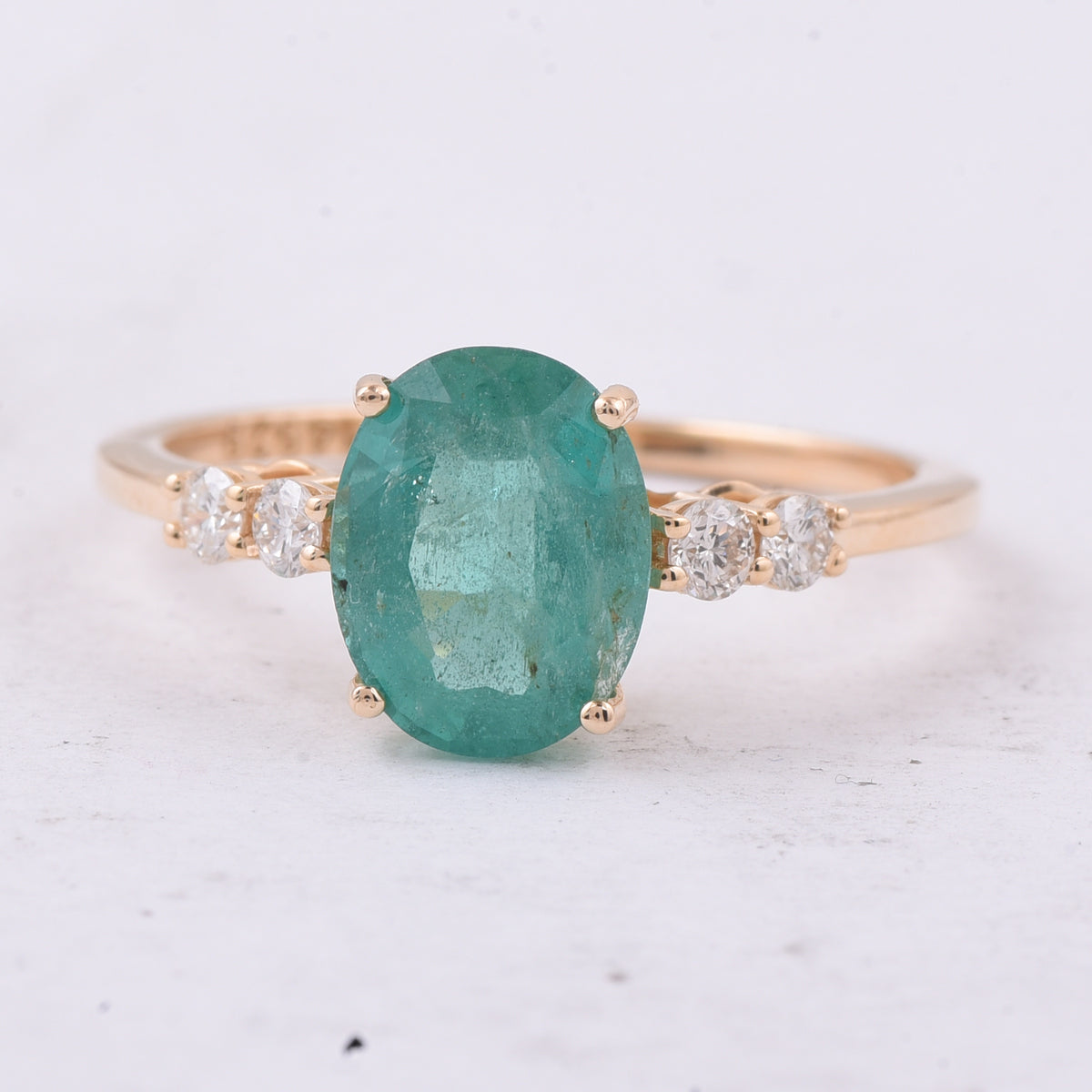 2.12 Ct Oval Natural Emerald 14K Gold Ring