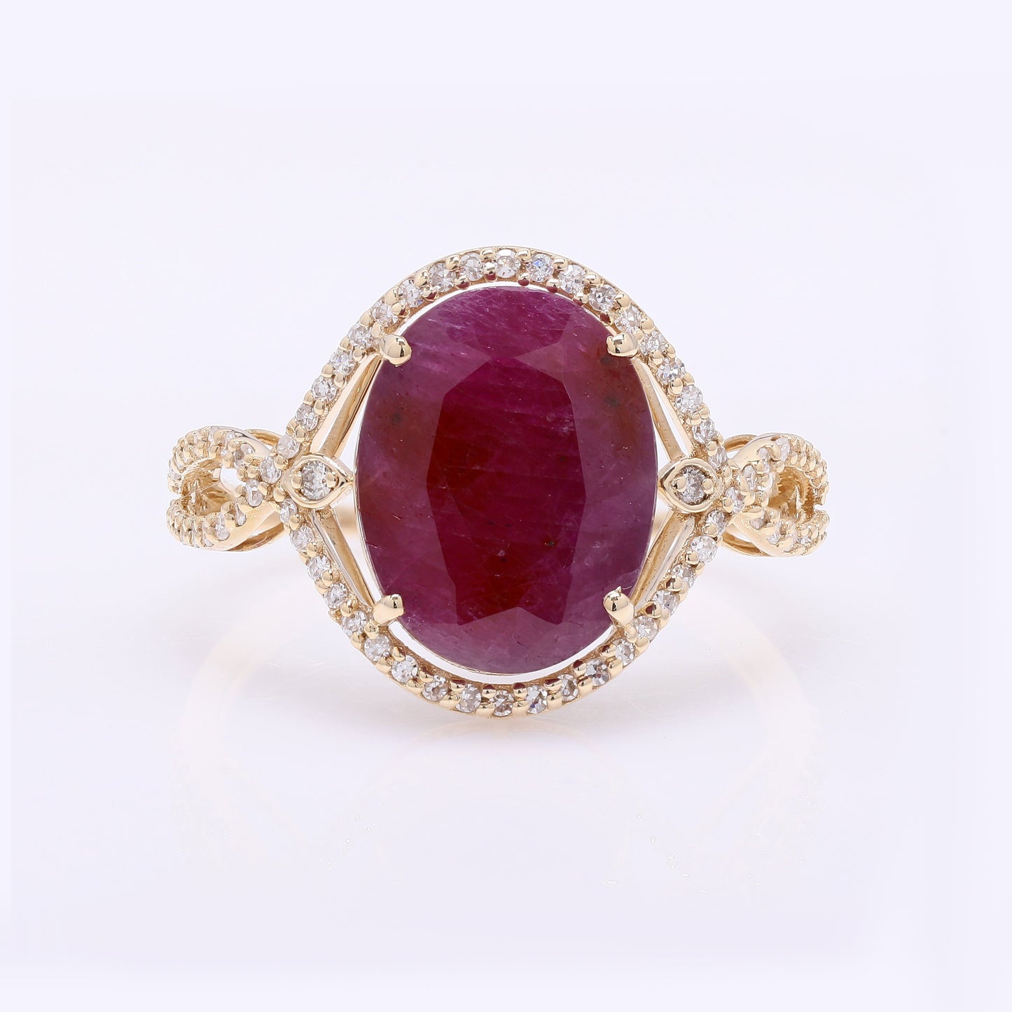 3.91 Ct Oval Mixed Cut Natural Ruby 14K Gold Ring