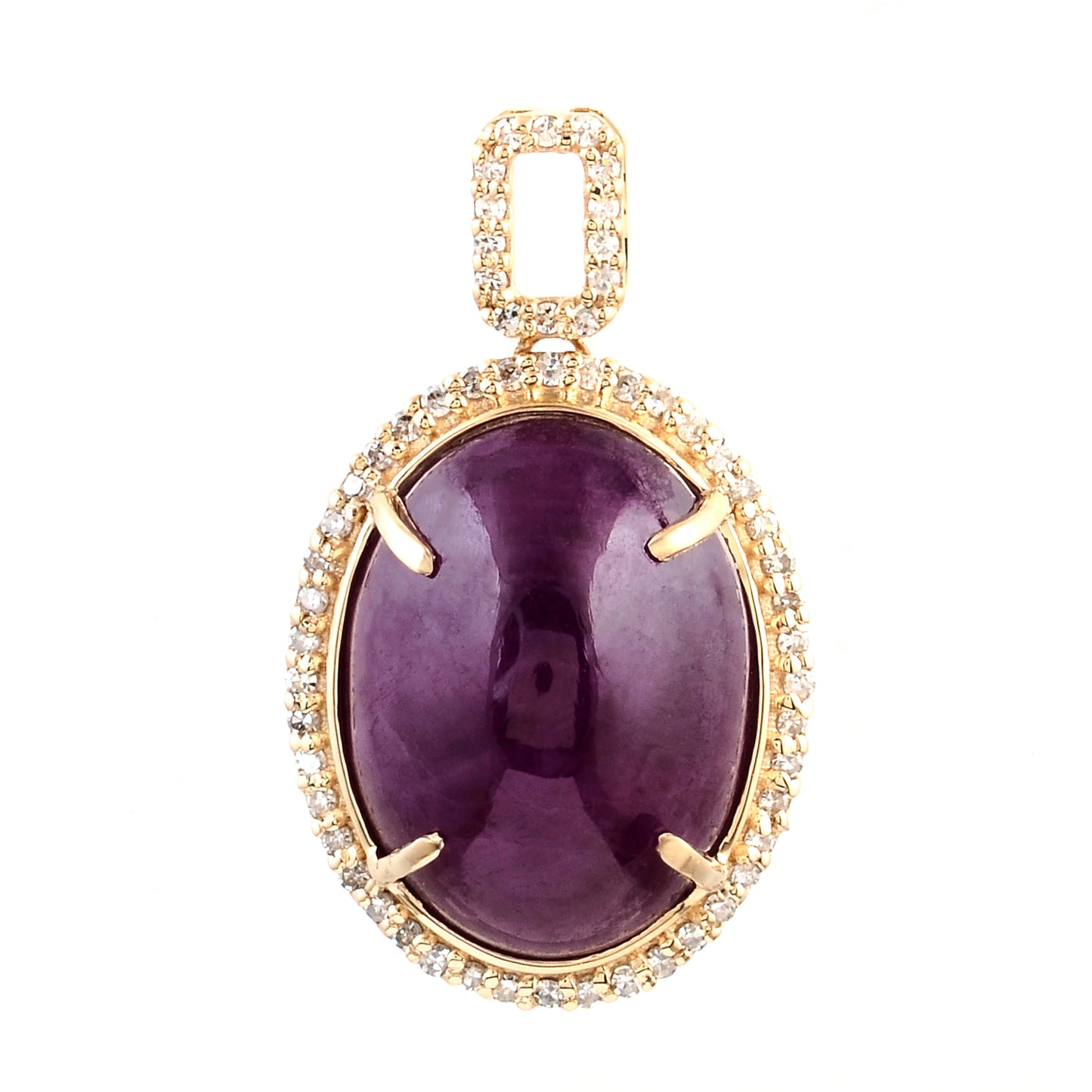 12.41 Ct Oval Cabochon Natural Corundum Ruby 14K Gold Pendant