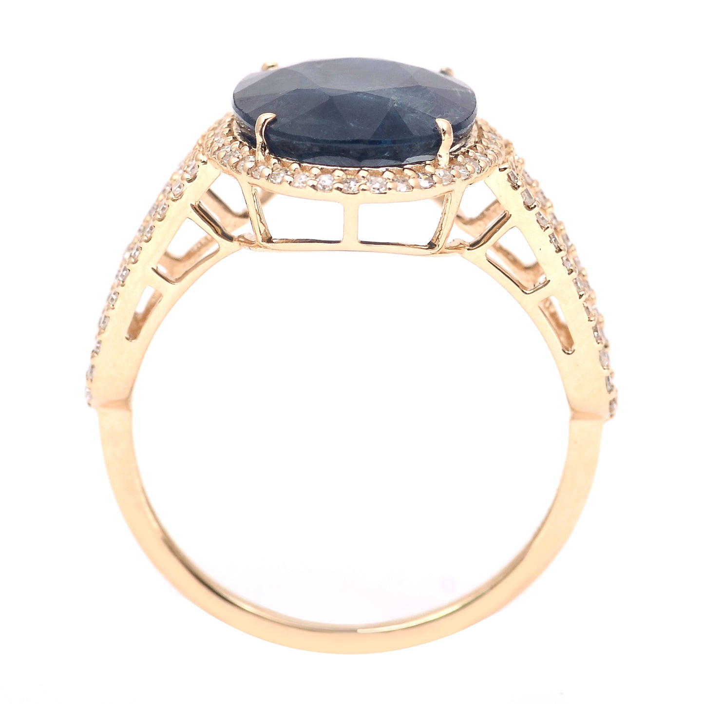 5.17 Ct Oval Mixed Cut Natural Sapphire 14K Gold Ring