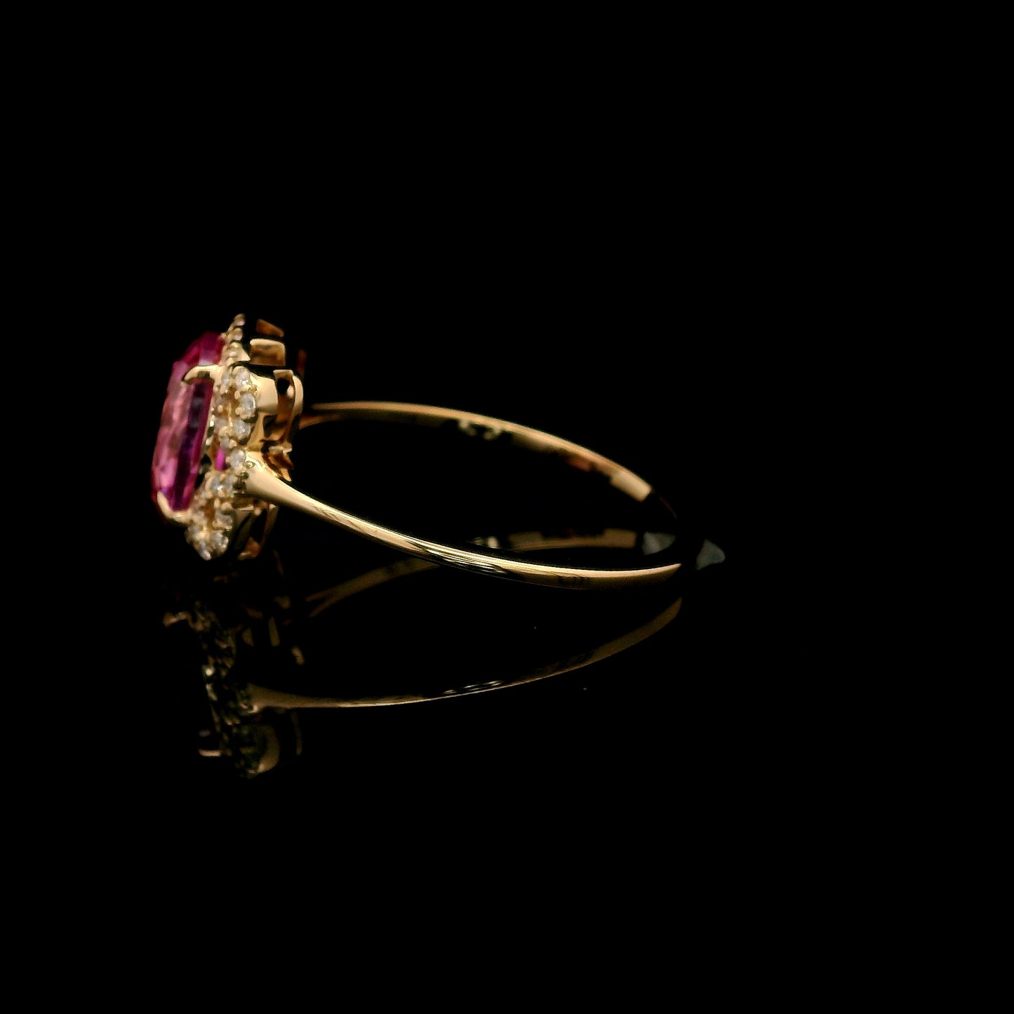 2.21 Ct Oval Mixed Cut Lab Grown Pink Sapphire 14K Gold Ring
