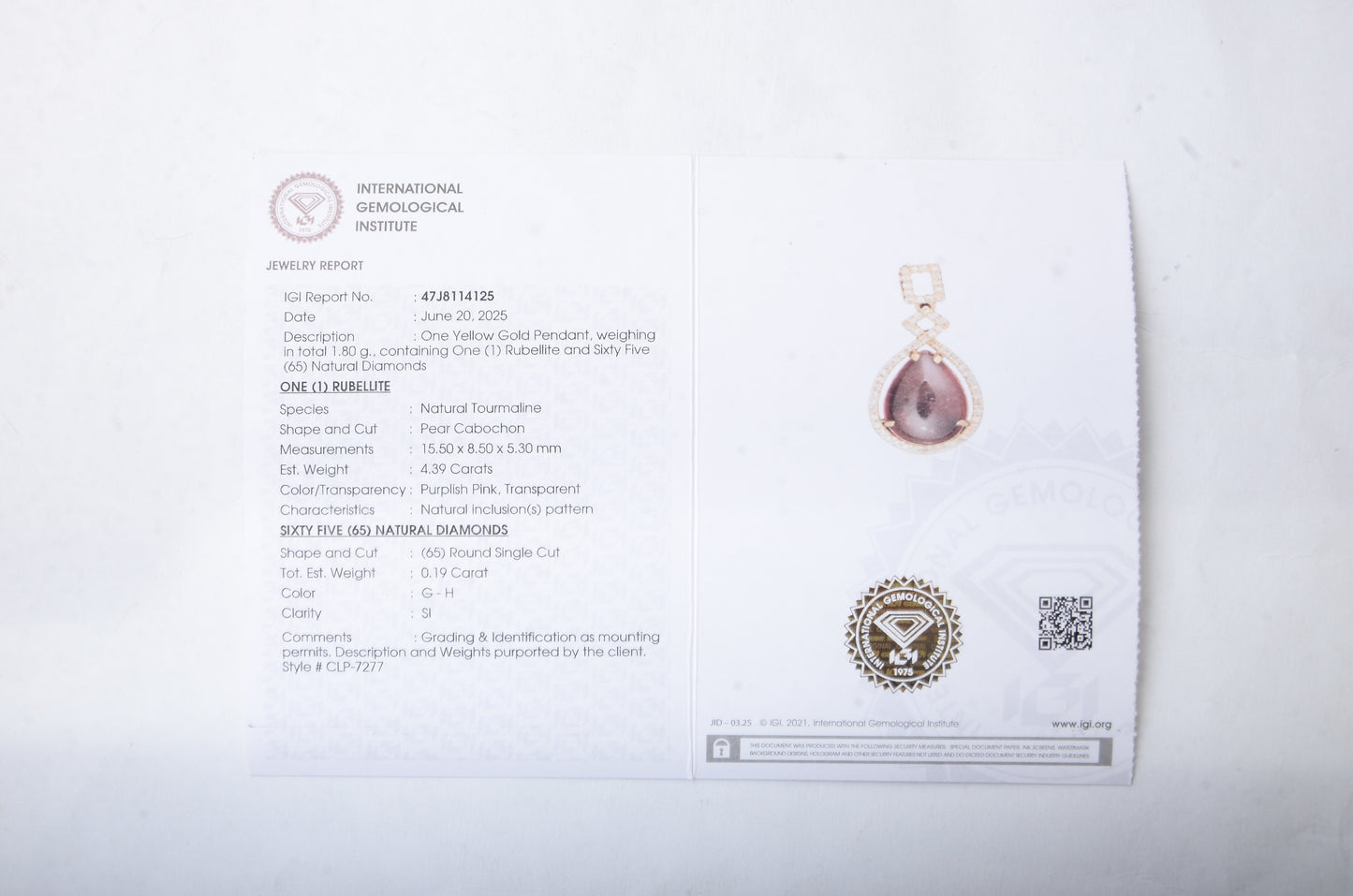 4.58 Ct Pear Cabochon Natural Tourmaline 14K Gold Pendant