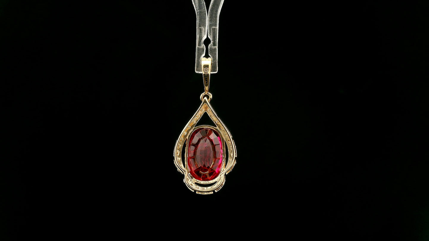 4.64 Ct Oval Lab Grown Ruby 14K Gold Pendant