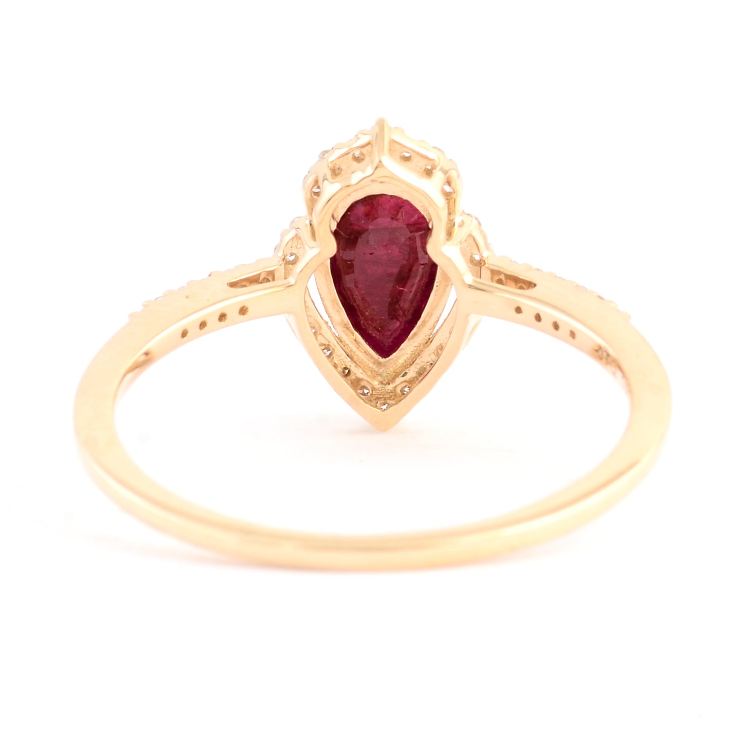 1.01 Ct Pear Mixed Cut Natural Corundum Ruby 14K Gold Ring