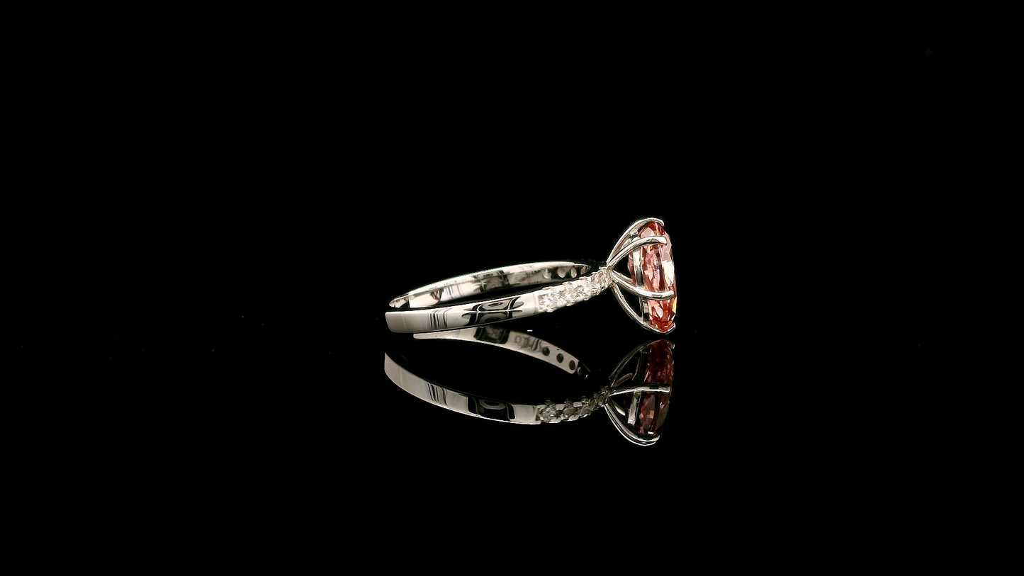 1.79 Carats Pink Lab Grown Diamond 14K Gold Ring