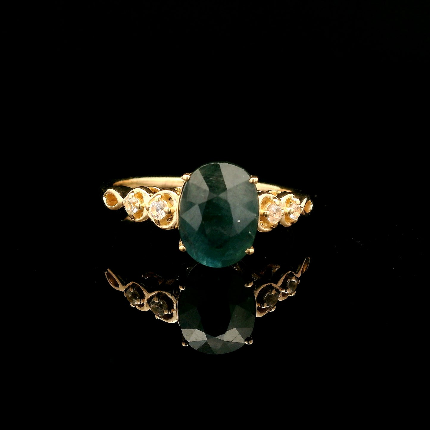 2.26 Ct Oval Mixed Cut Natural Corundum Sapphire 14K Gold Ring