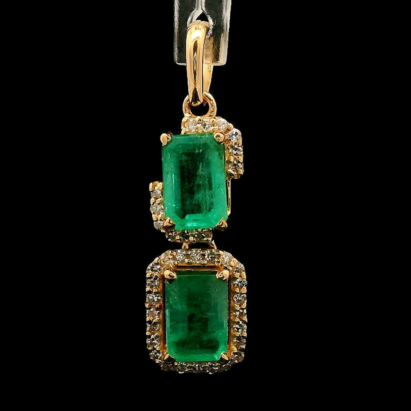 1.18 Ct Octagon Step Cut Natural Emerald 14K Gold Pendant