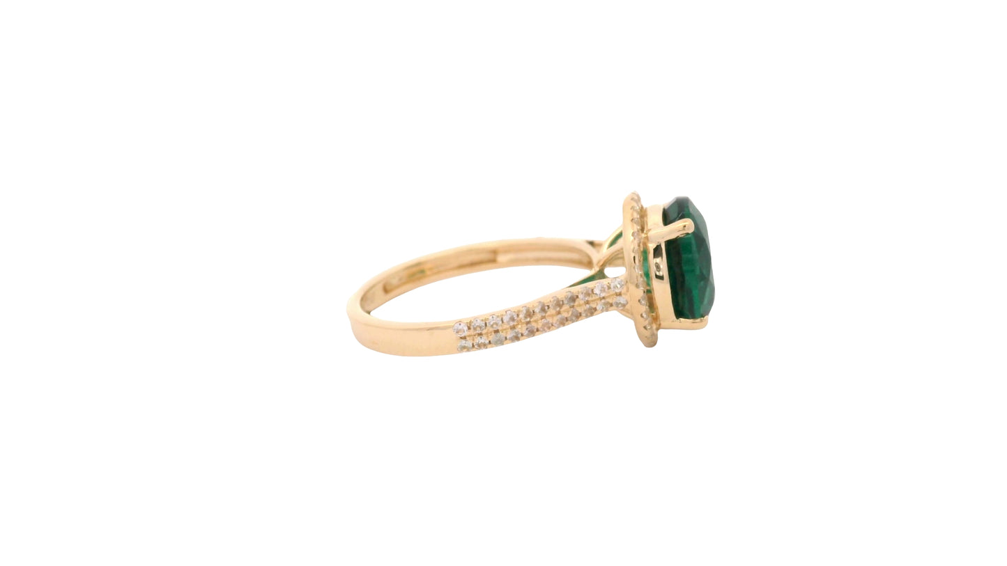 3.56 Ct Round Lab Grown Emerald 14K Gold Ring