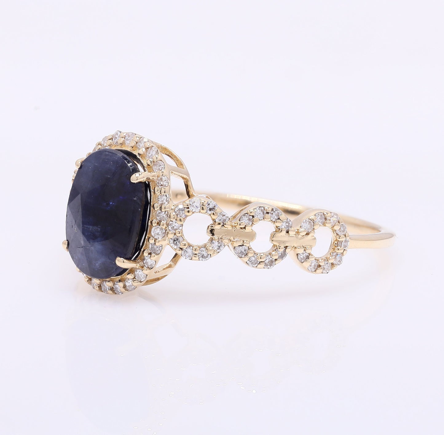 2.37 Ct Cushion Mixed Cut Natural Sapphire 14K Gold Ring