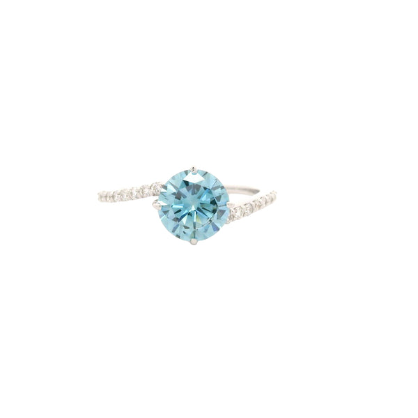 1.74 Carats Blue Lab Grown Diamond 14K Gold Ring