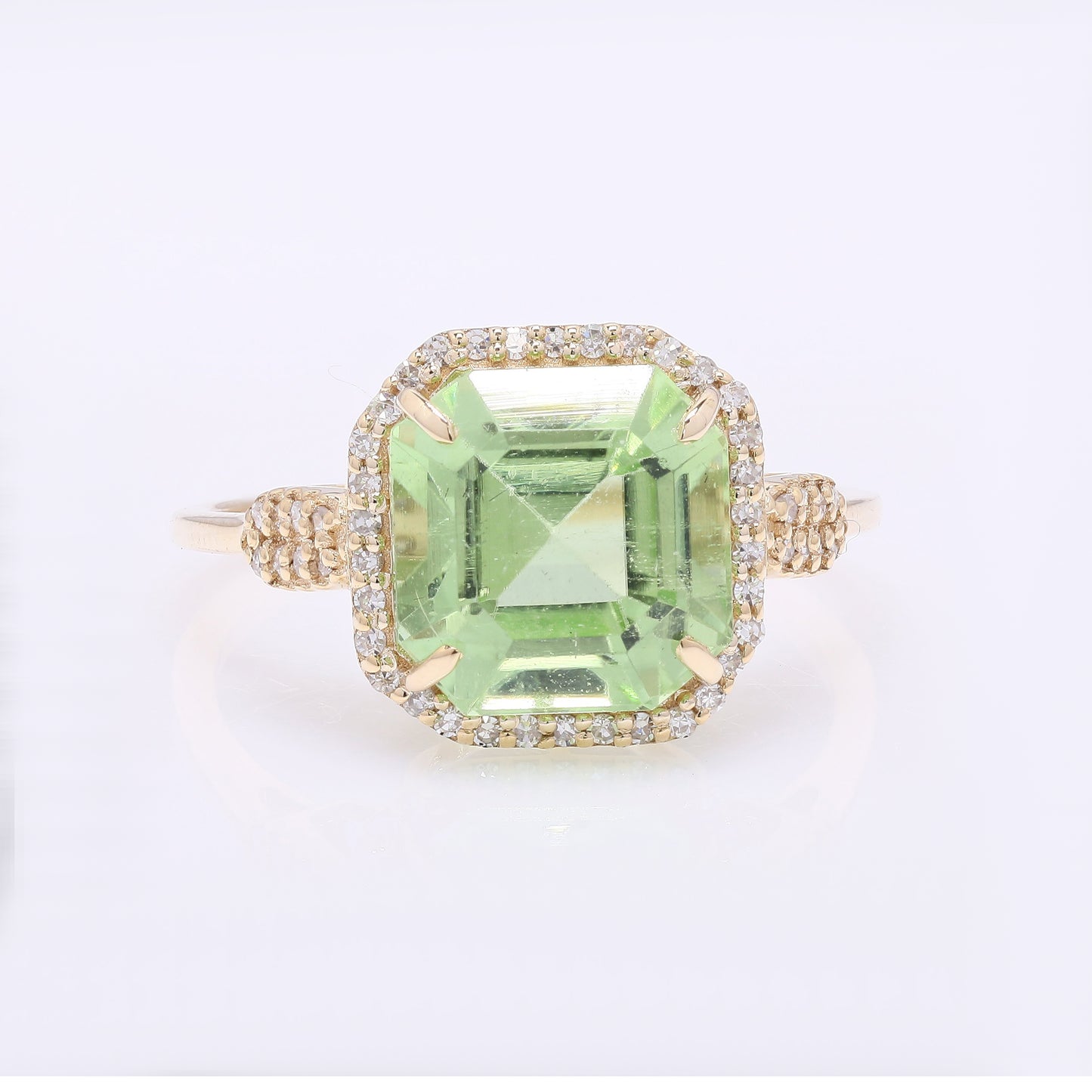 4.75 Ct Octagon Step Cut Natural Peridot 14K Gold Ring