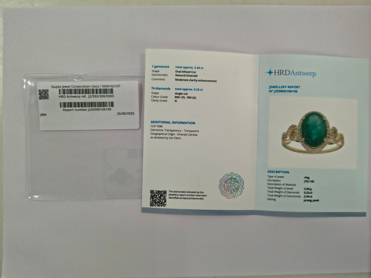 2.67 Ct Oval Mixed Cut Natural Emerald 14K Gold Ring