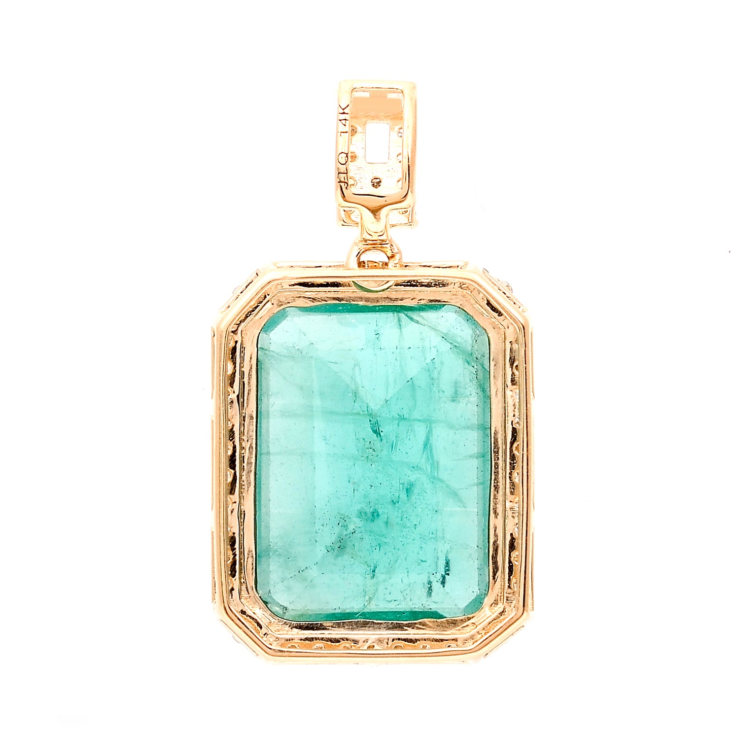 5.79 Ct Octagon Natural Emerald 14K Gold Pendant