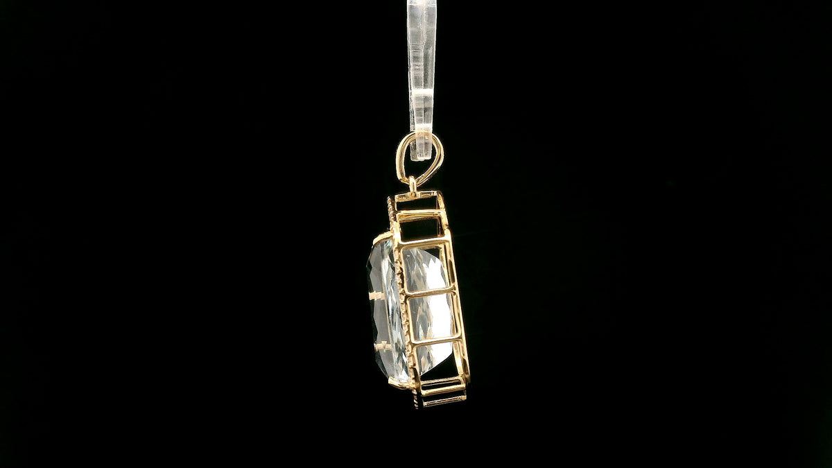 8.98 Ct Cushion Natural Aquamarine 14K Gold Pendant