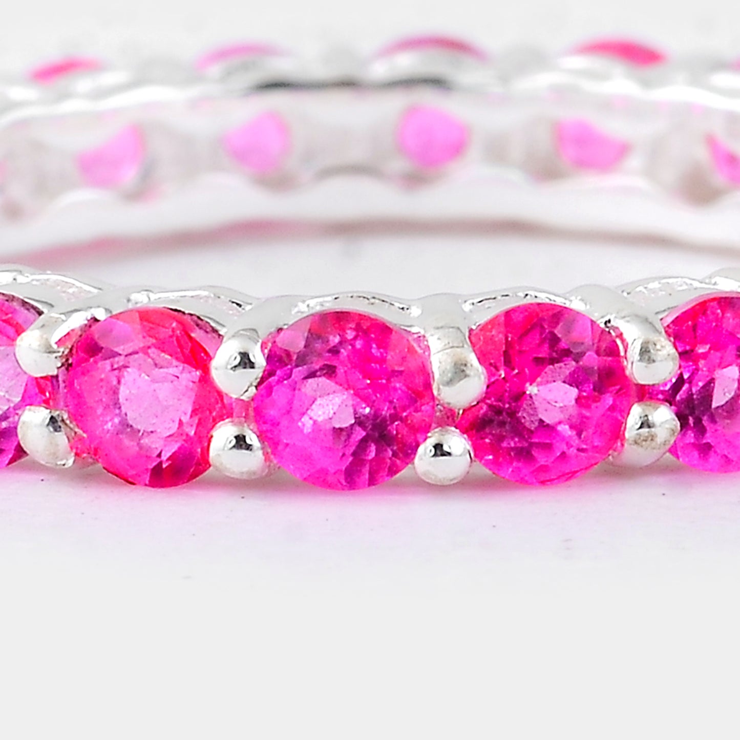 3.07 Ct Round Pink Topaz, 925 Sterling Silver Ring