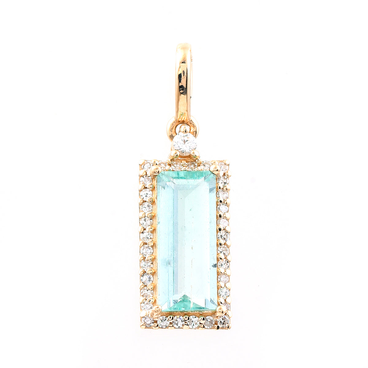 0.99 Ct Rectangle Step Cut Natural Emerald 14K Gold Pendant