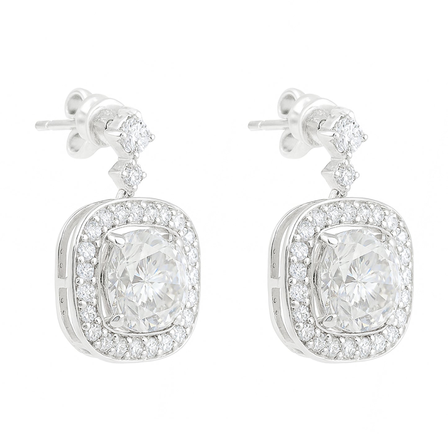 3.81 Carats Lab Grown Diamond 14K Gold Earrings