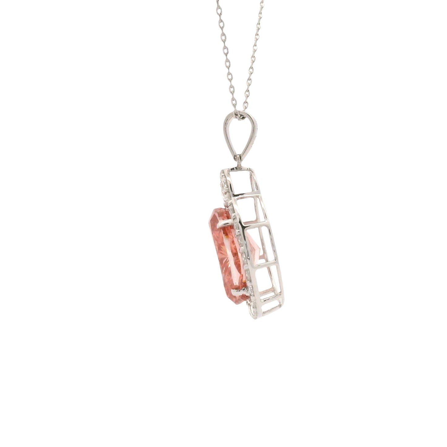 5.65 Carats Pink Lab Grown Diamond 14K Gold Pendant