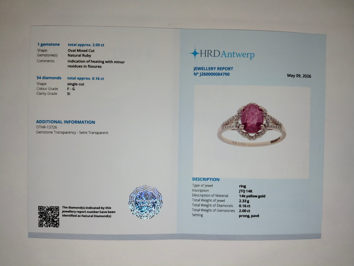 1.90 Ct Oval Mixed Cut Natural Ruby 14K Gold Ring