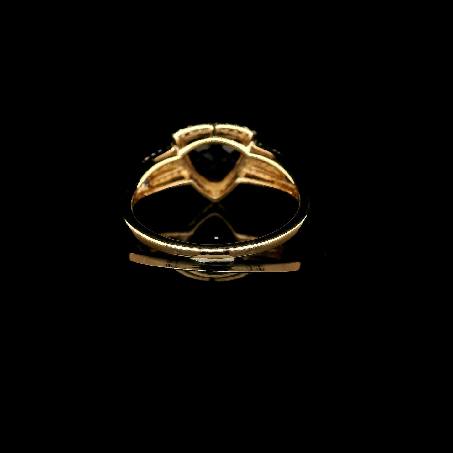 2.19 Ct Triangular Mixed Cut Lab Grown Sapphire 14K Gold Ring