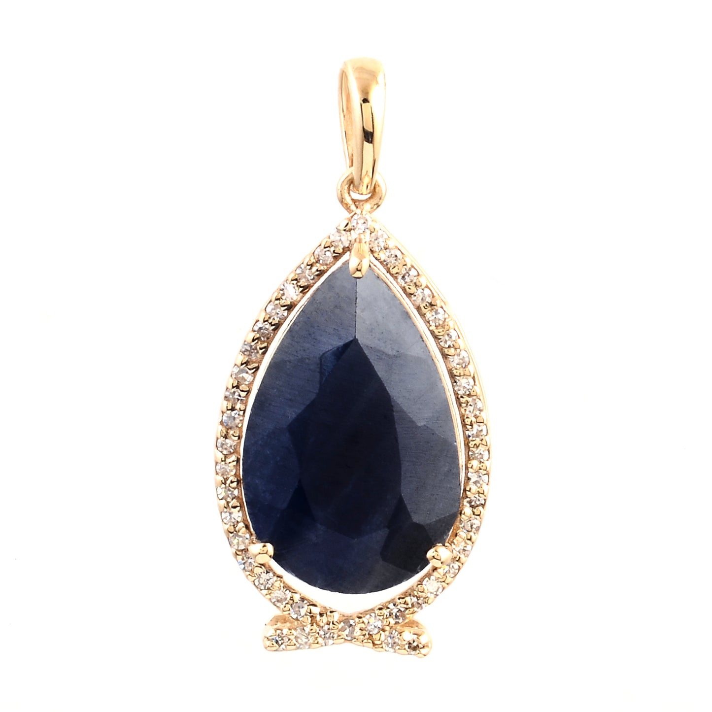 6.59 Ct Pear Mixed Cut Natural Corundum Sapphire 14K Gold Pendant