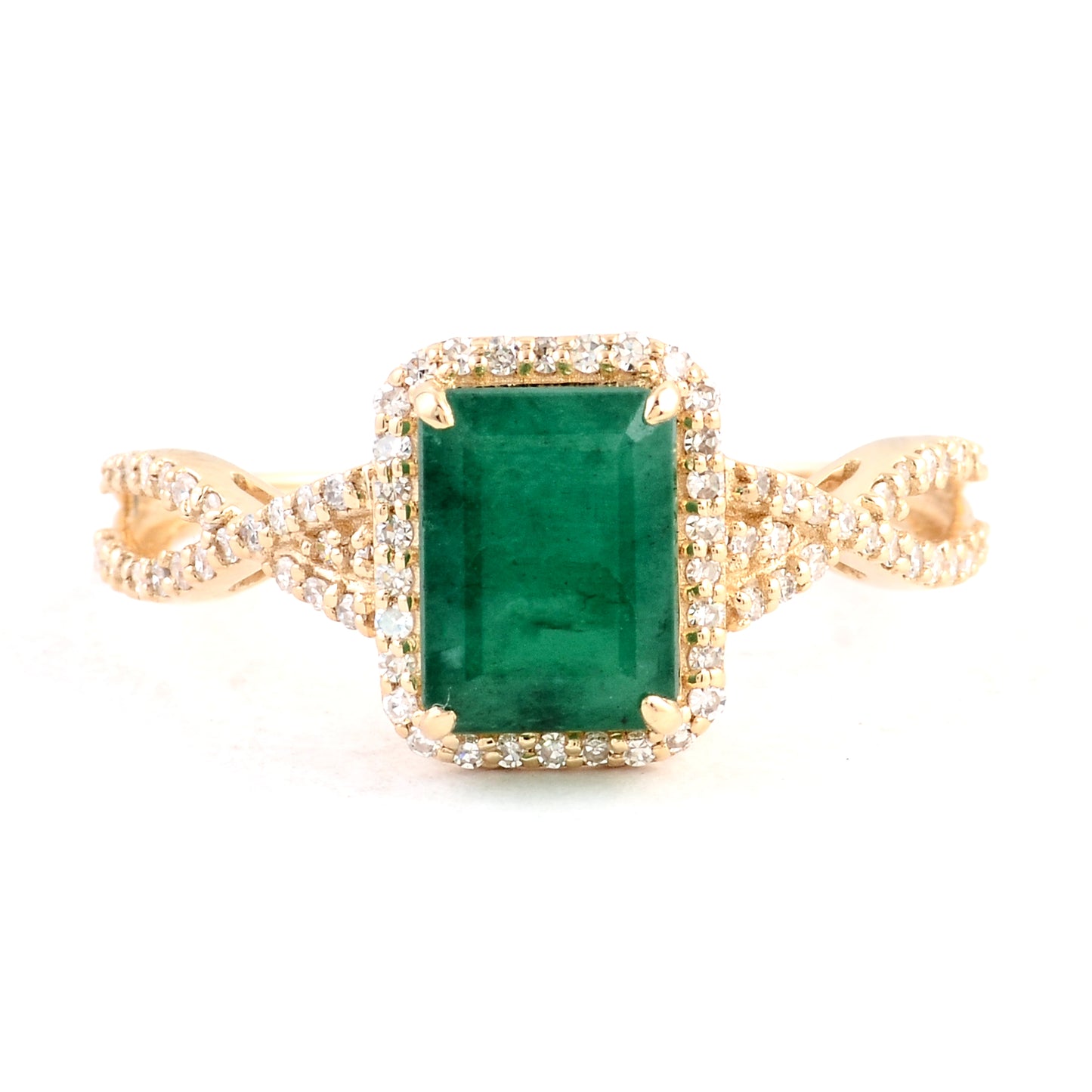 1.91 Ct Emerald Cut Natural Beryl Emerald 14K Gold Ring