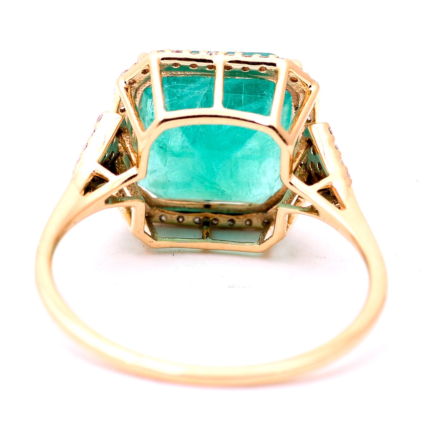 4.85 Ct Octagon Step Cut Natural Emerald 14K Gold Ring