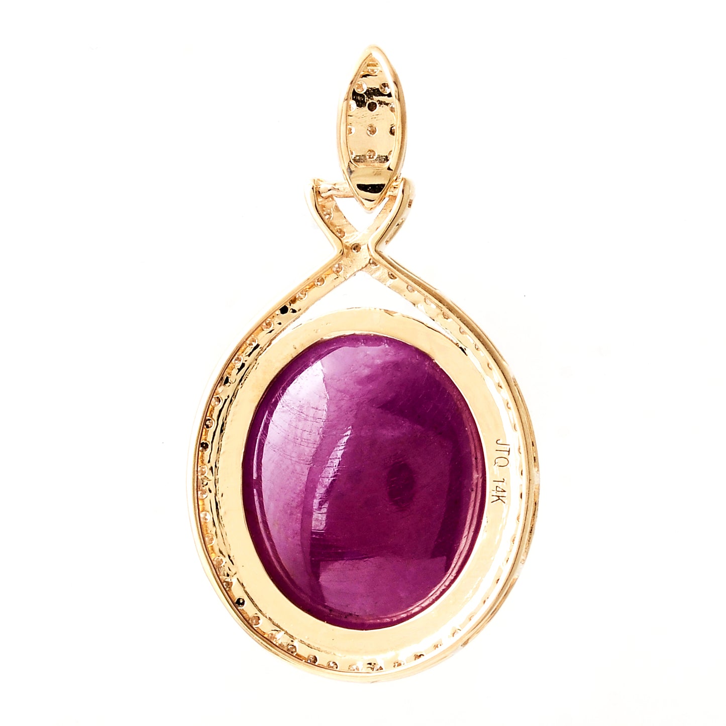 12.74 Ct Oval Cabochon Natural Corundum Ruby 14K Gold Pendant