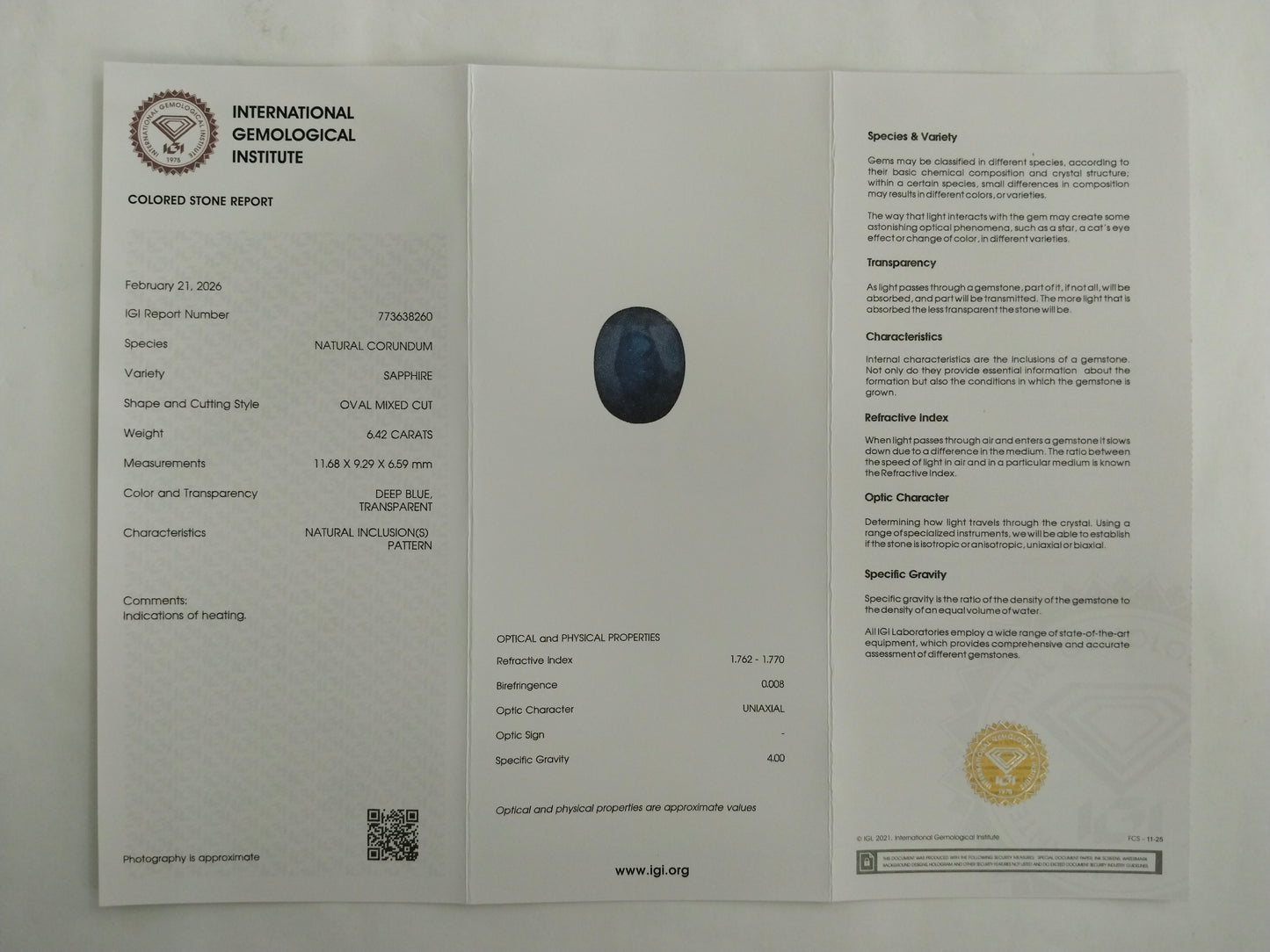 6.42 Natural Corundum Sapphire Oval Mixed Cut Gemstone