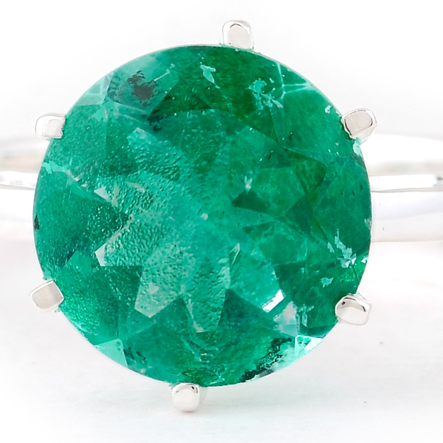 4.25 Ct Round Green Topaz 925 Sterling Silver Ring