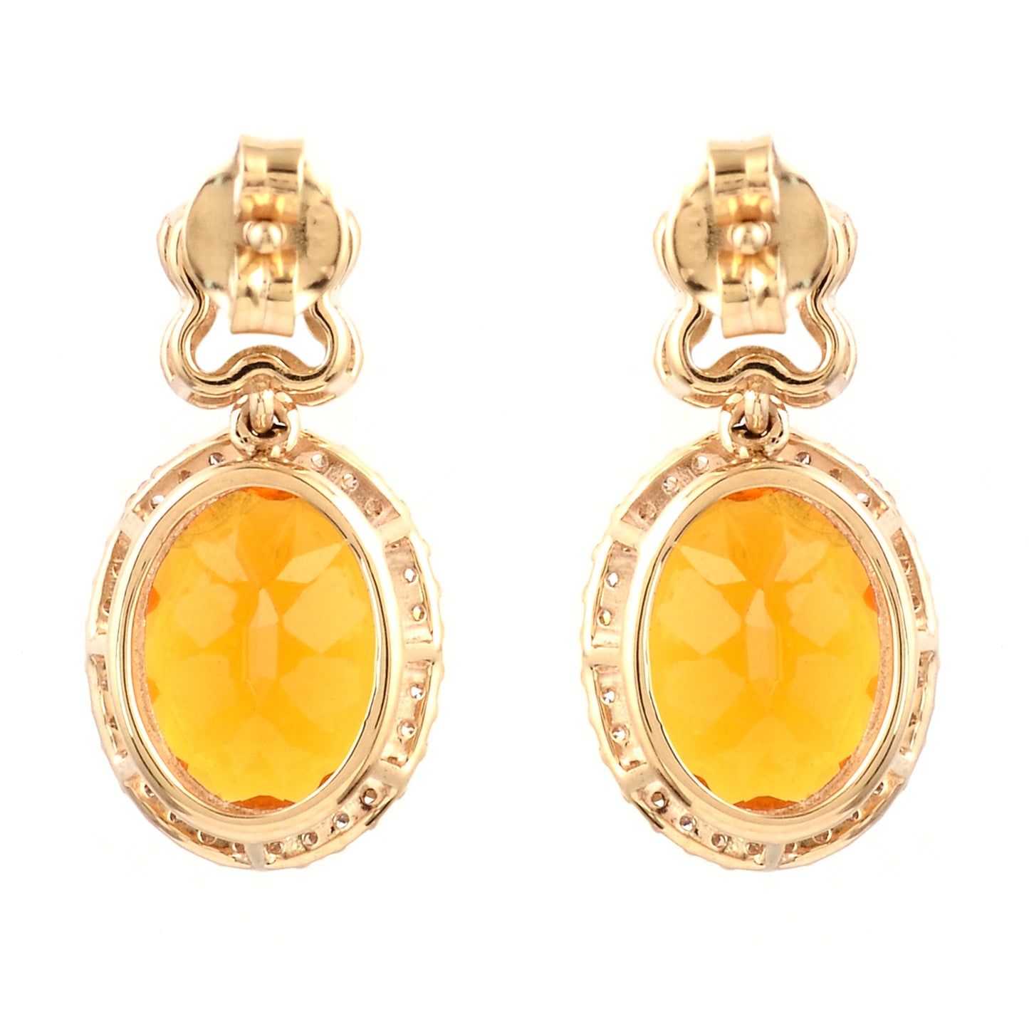 3.72 Ct Oval Mixed Cut Natural Fire Opal 14K Gold Earrings