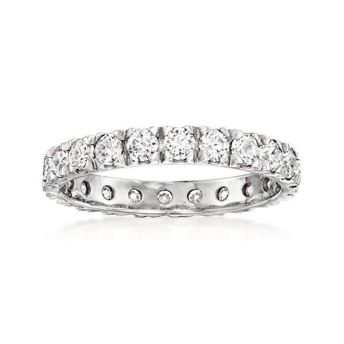 1.10 ct. t.w. Moissanite Eternity Band in Sterling Silver. Size 5
