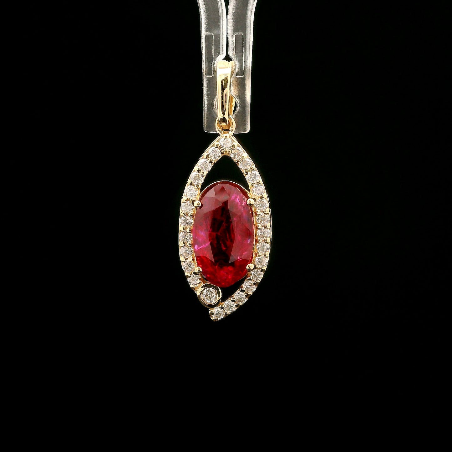 2.40 Ct Oval Mixed Cut Lab Grown Ruby 14K Gold Pendant