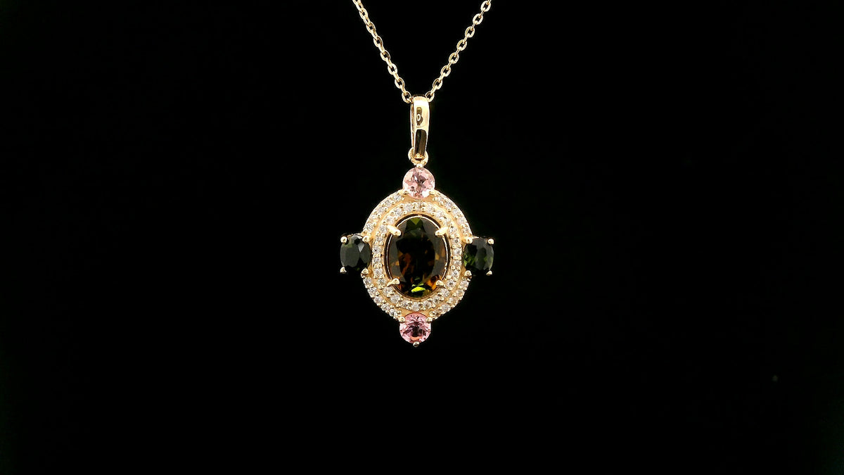 1.65 Ct Oval Tourmaline 14K Gold Pendant