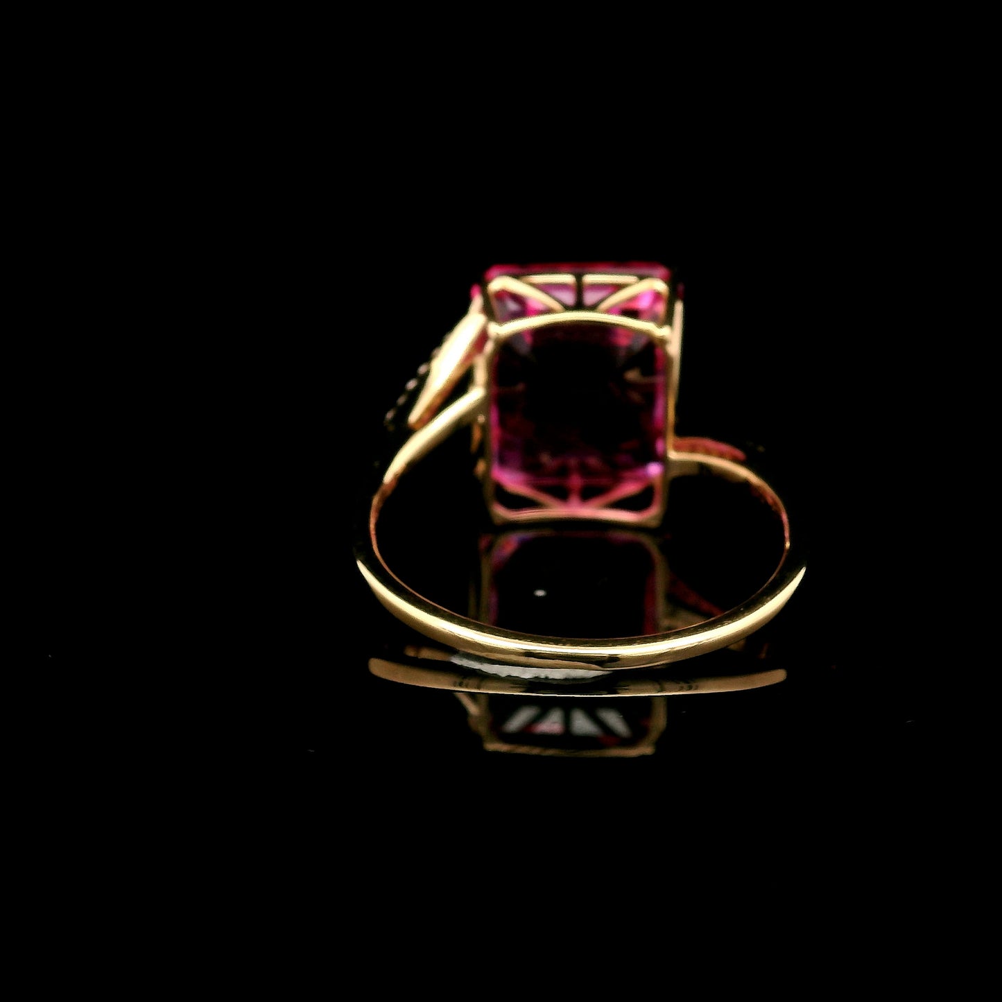 8.33 Ct Emerald Cut Lab Grown Pink Sapphire 14K Gold Ring