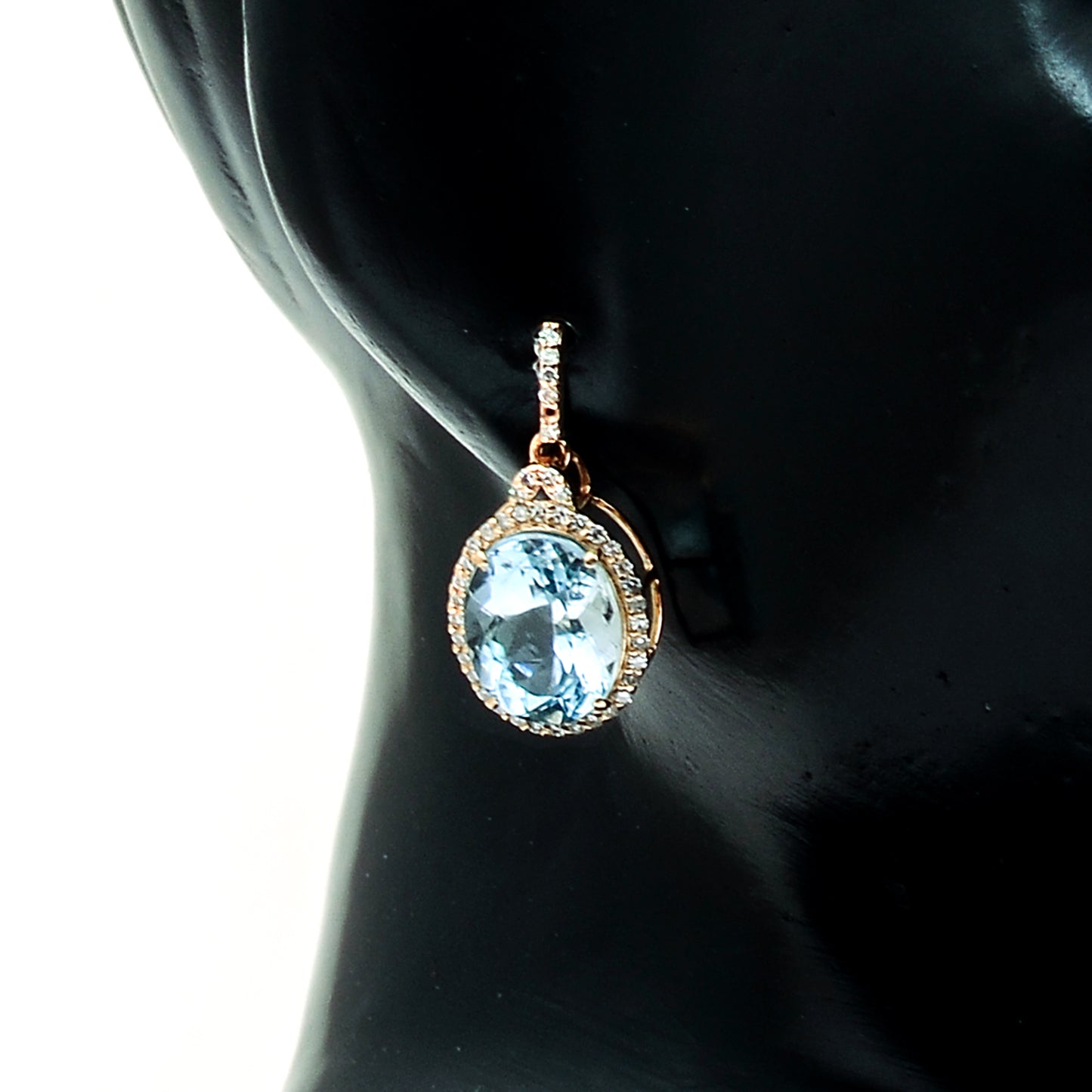 5.31 Ct Oval Mixed Cut Natural Aquamarine 14K Gold Earrings
