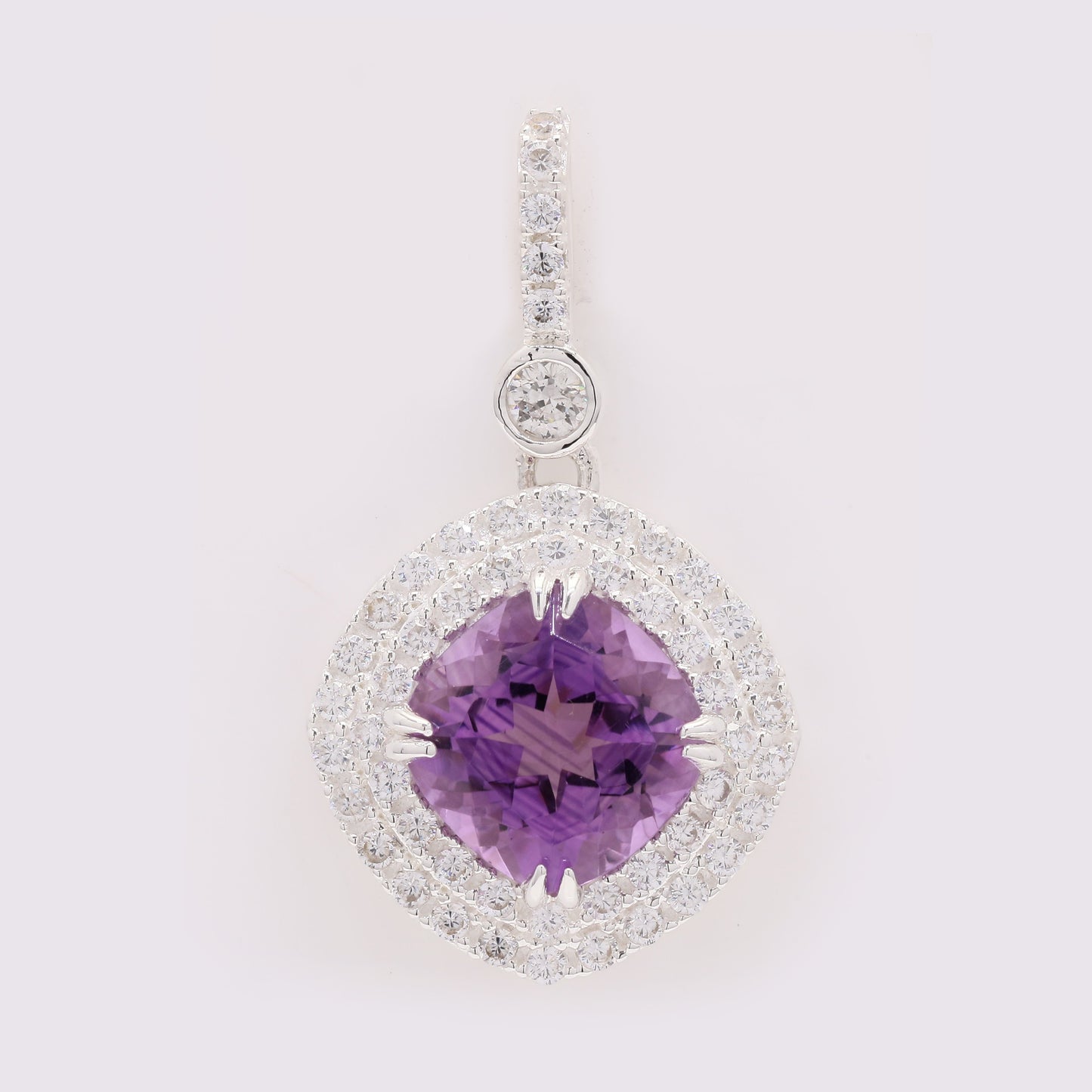 5.50 Ct Cushion Amethyst 925 Silver Pendant