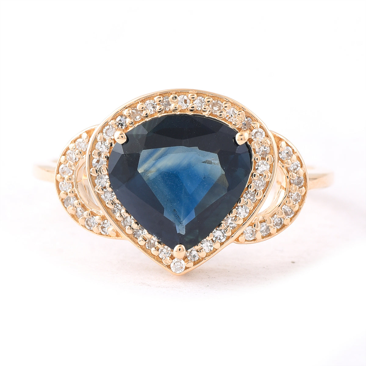 2.14 Ct Pear Mixed Cut Natural Sapphire 14K Gold Ring