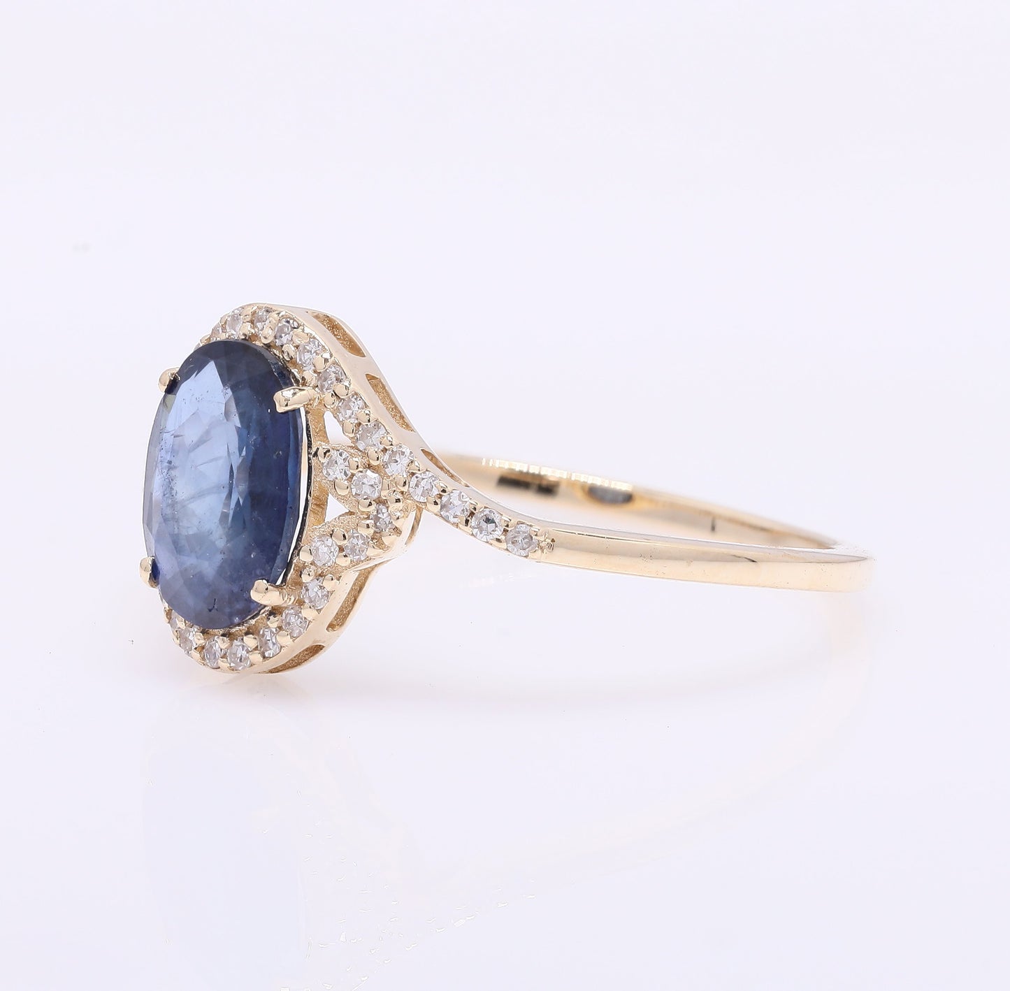 1.46 Ct Oval Mixed Cut Natural Sapphire 14K Gold Ring